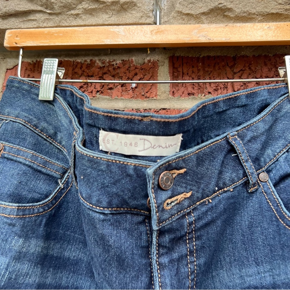 C Est. 1946 Dark Washed Denim Mid Rise Straight Fit Denim Jeans - Picture 2 of 3